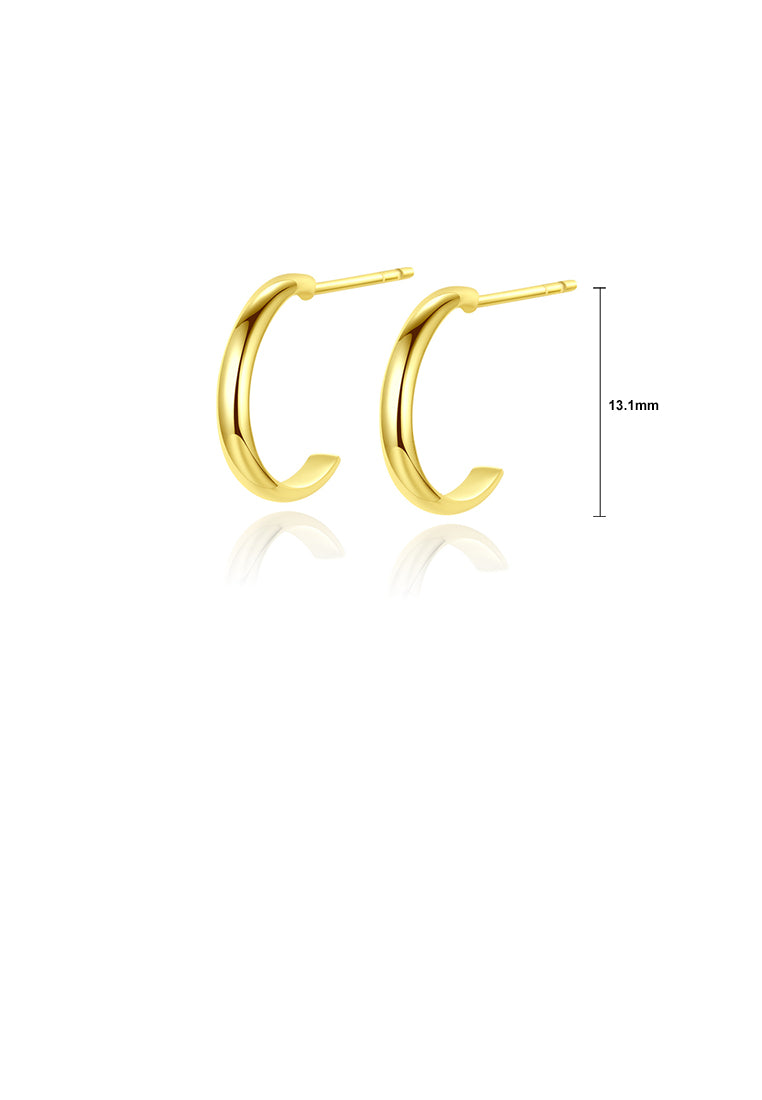 925 Sterling Silver Plated Gold Simple and Delicate Geometric Half Circle Stud Earrings