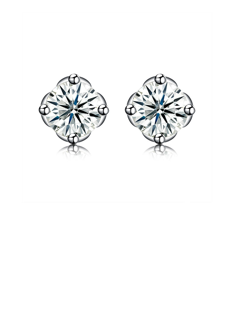 925 Sterling Silver Sparkling Simple Elegant Fashion Flower Ear Studs and Earrings with Cubic Zircon