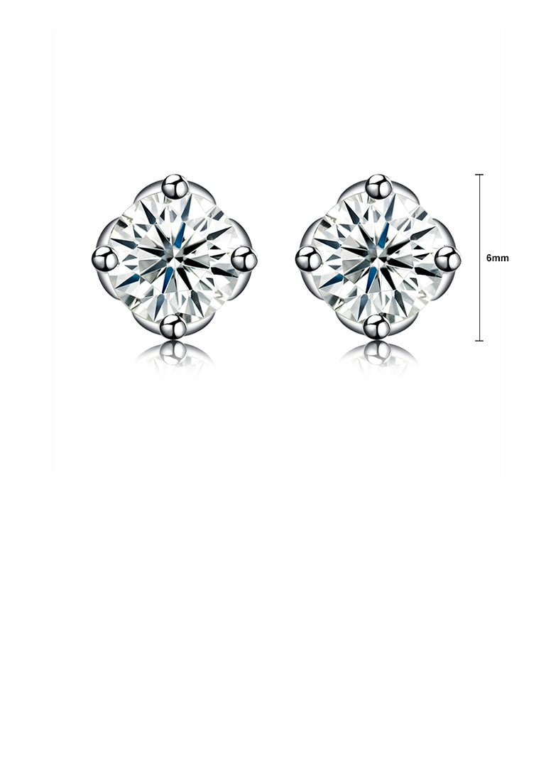 925 Sterling Silver Sparkling Simple Elegant Fashion Flower Ear Studs and Earrings with Cubic Zircon