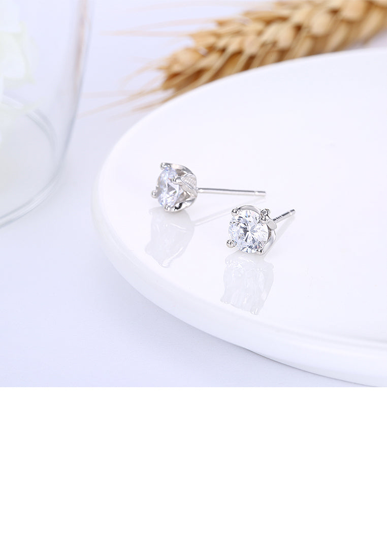 925 Sterling Silver Sparkling Simple Elegant Fashion Flower Ear Studs and Earrings with Cubic Zircon
