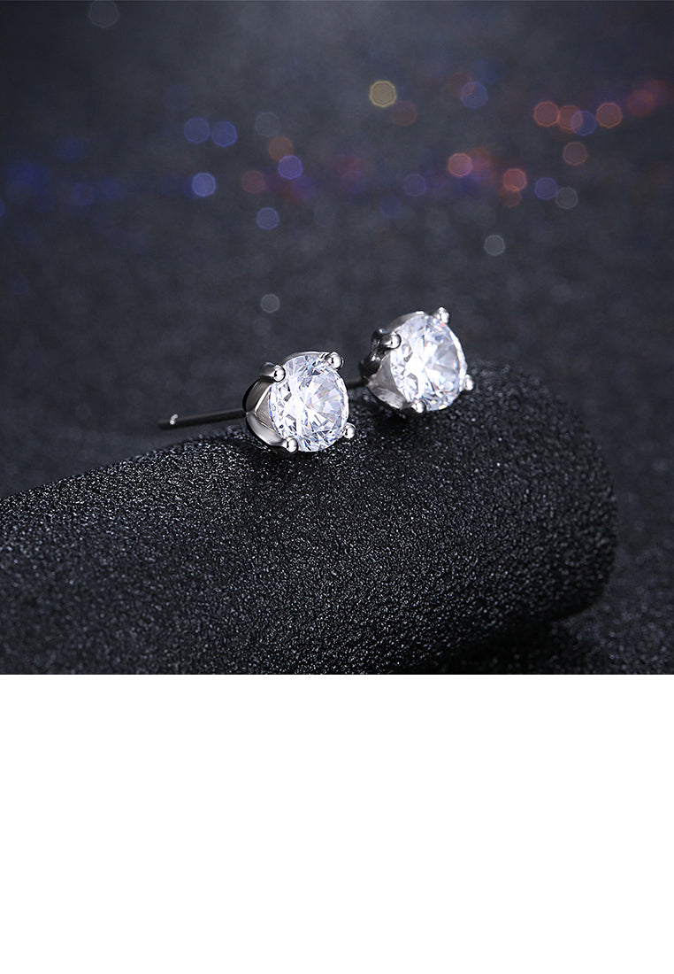 925 Sterling Silver Sparkling Simple Elegant Fashion Flower Ear Studs and Earrings with Cubic Zircon