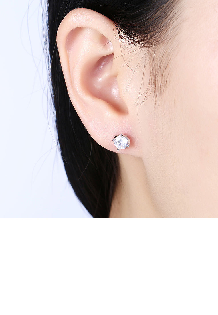 925 Sterling Silver Sparkling Simple Elegant Fashion Flower Ear Studs and Earrings with Cubic Zircon