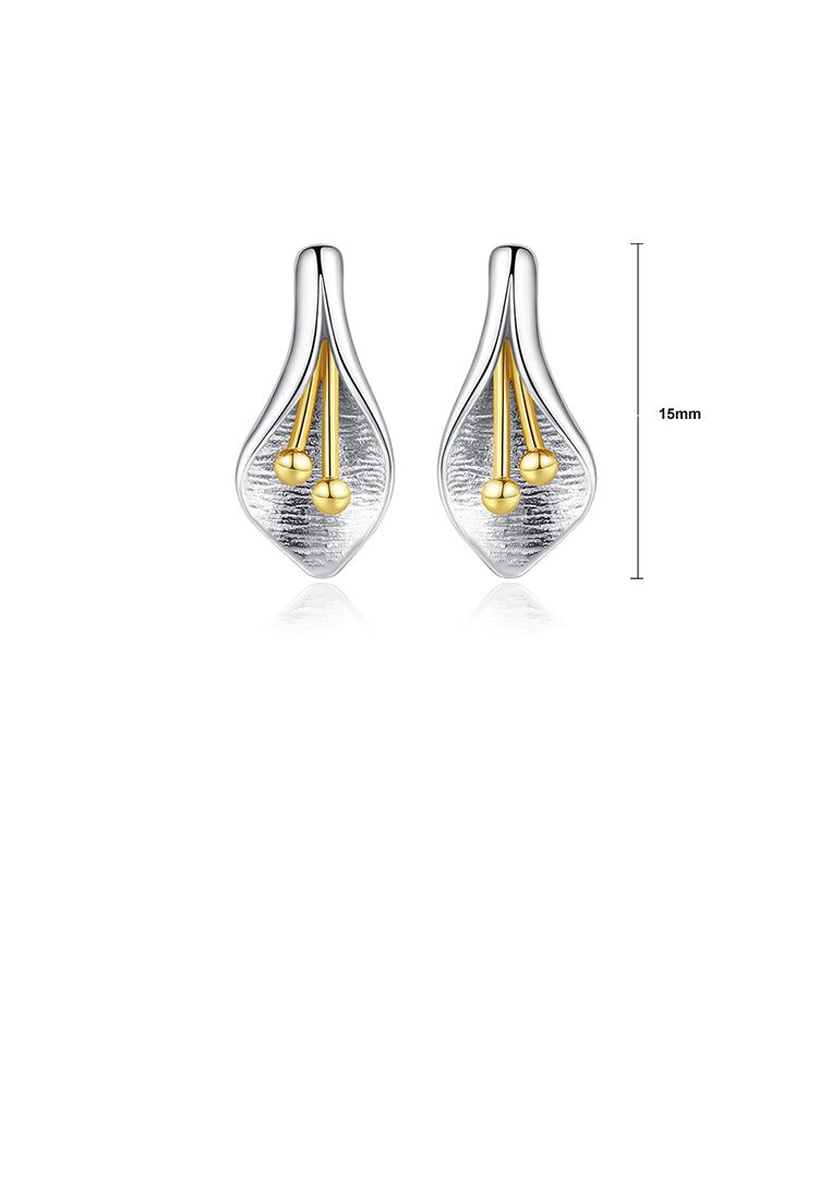 925 Sterling Silver Fashion and Elegant Floral Stud Earrings