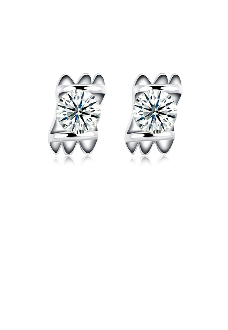 925 Sterling Silver Simple Mini Fashion Geometric Rectangle Ear Studs and Earrings with Cubic Zircon