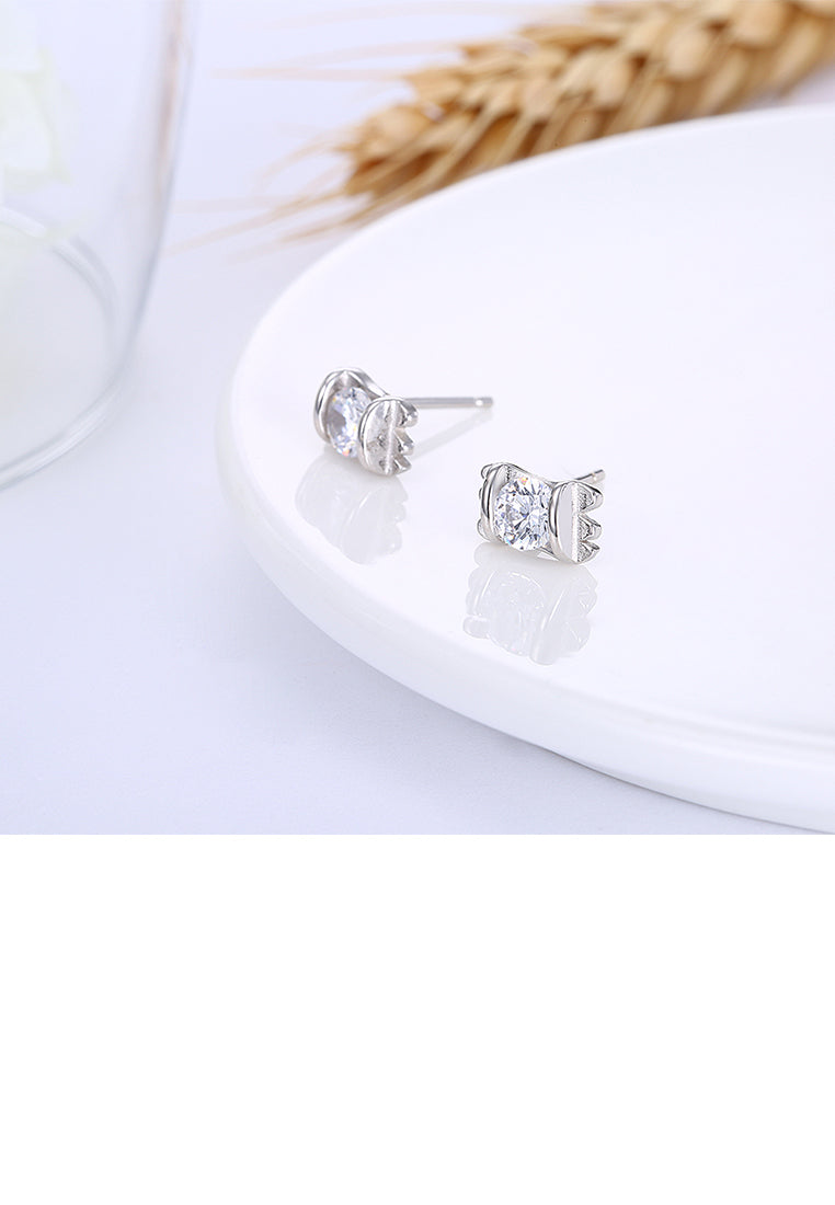 925 Sterling Silver Simple Mini Fashion Geometric Rectangle Ear Studs and Earrings with Cubic Zircon