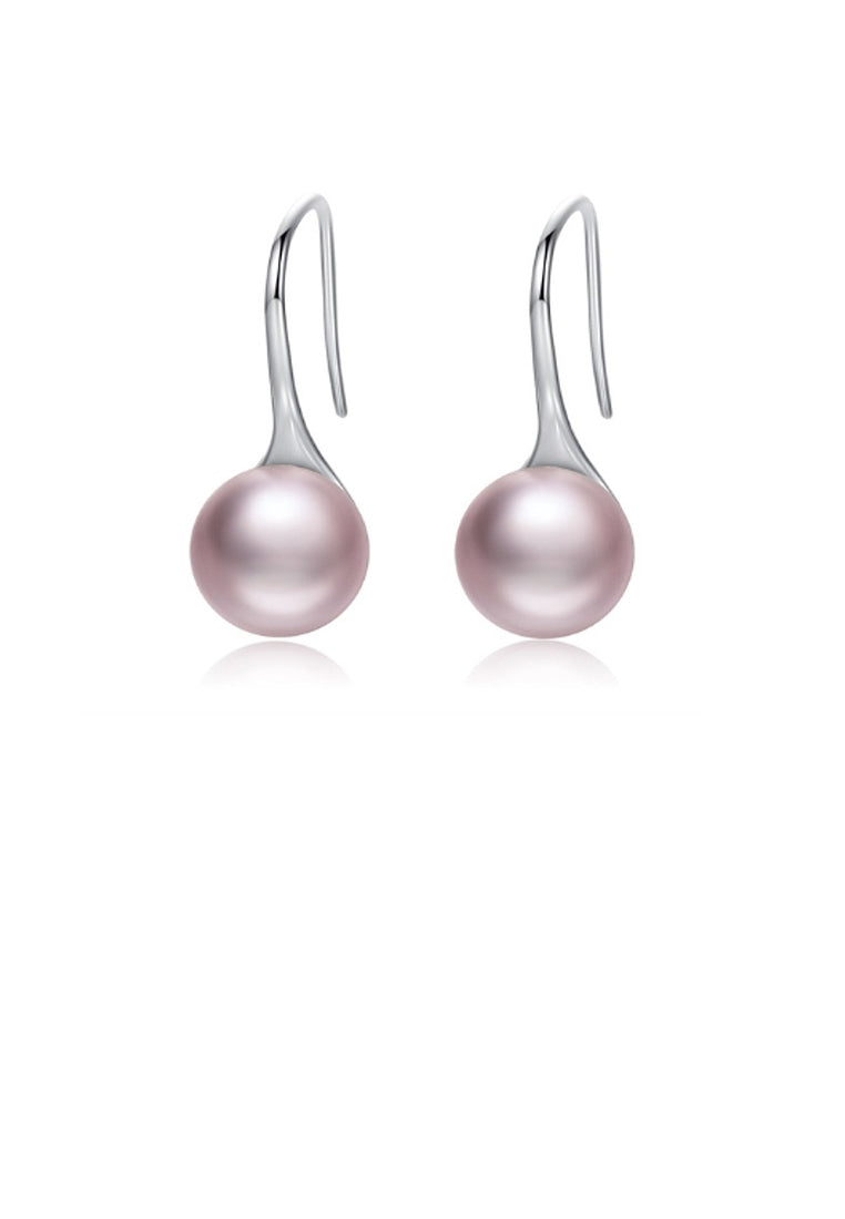925 Sterling Silver Elegant Simple Fashion Rose Red Pearl Earrings - Luxurious Look - Vibrant Color