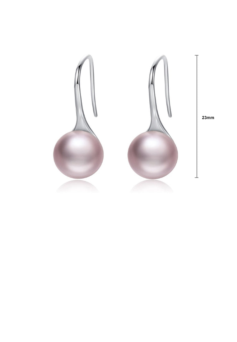 925 Sterling Silver Elegant Simple Fashion Rose Red Pearl Earrings - Luxurious Look - Vibrant Color