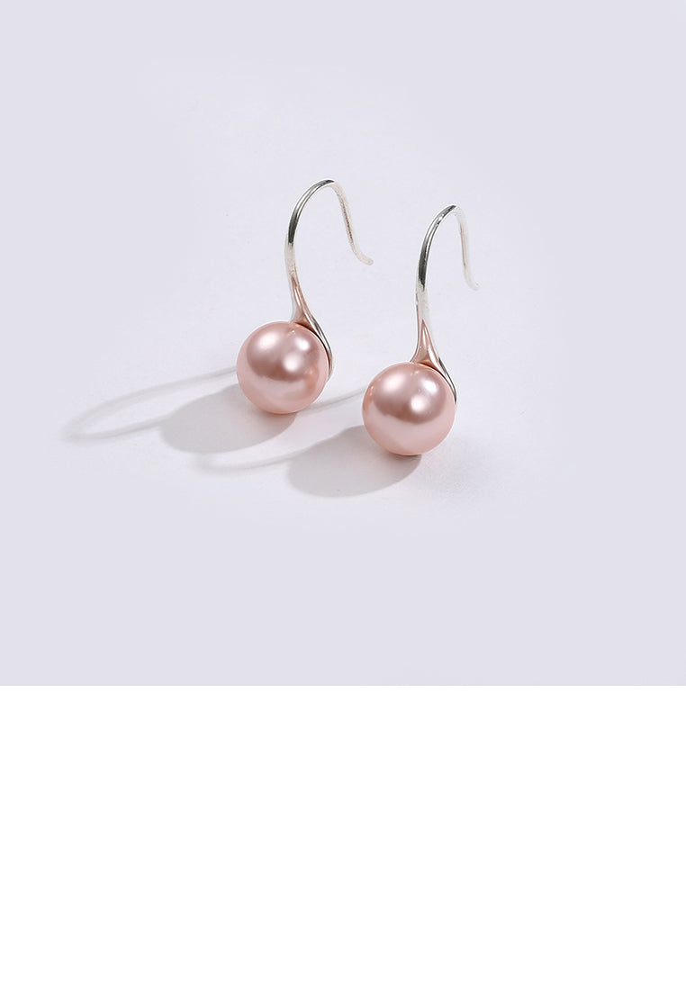 925 Sterling Silver Elegant Simple Fashion Rose Red Pearl Earrings - Luxurious Look - Vibrant Color