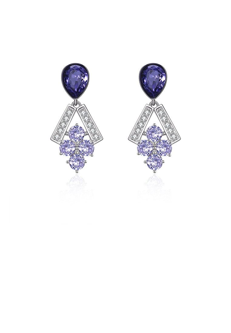 925 Sterling Silver Sparkling Elegant Fashion Grapes Earrings with Purple Austrian Element Crystal