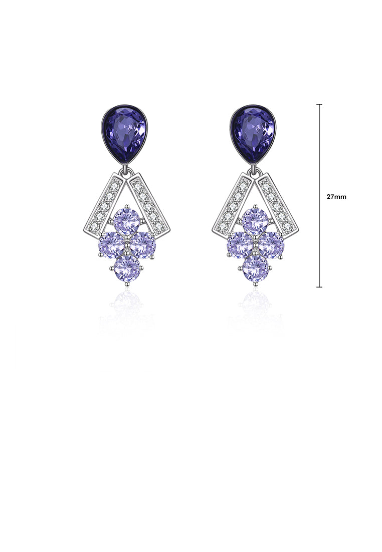 925 Sterling Silver Sparkling Elegant Fashion Grapes Earrings with Purple Austrian Element Crystal