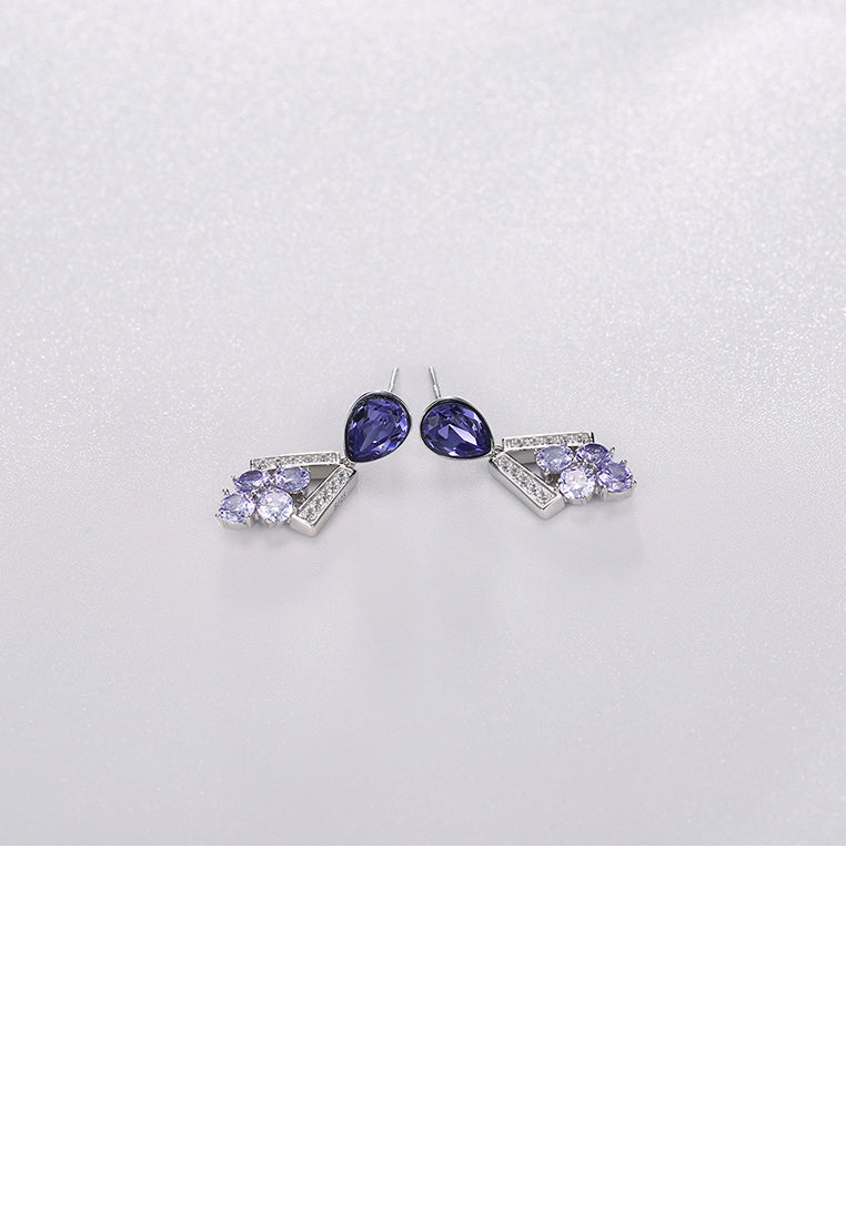 925 Sterling Silver Sparkling Elegant Fashion Grapes Earrings with Purple Austrian Element Crystal