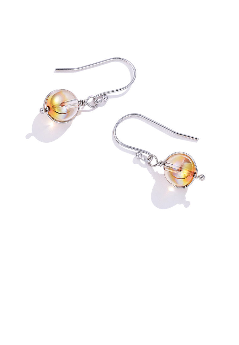 925 Sterling Silver Fashion Elegant Geometric Round Earrings with Austrian Element Crystal