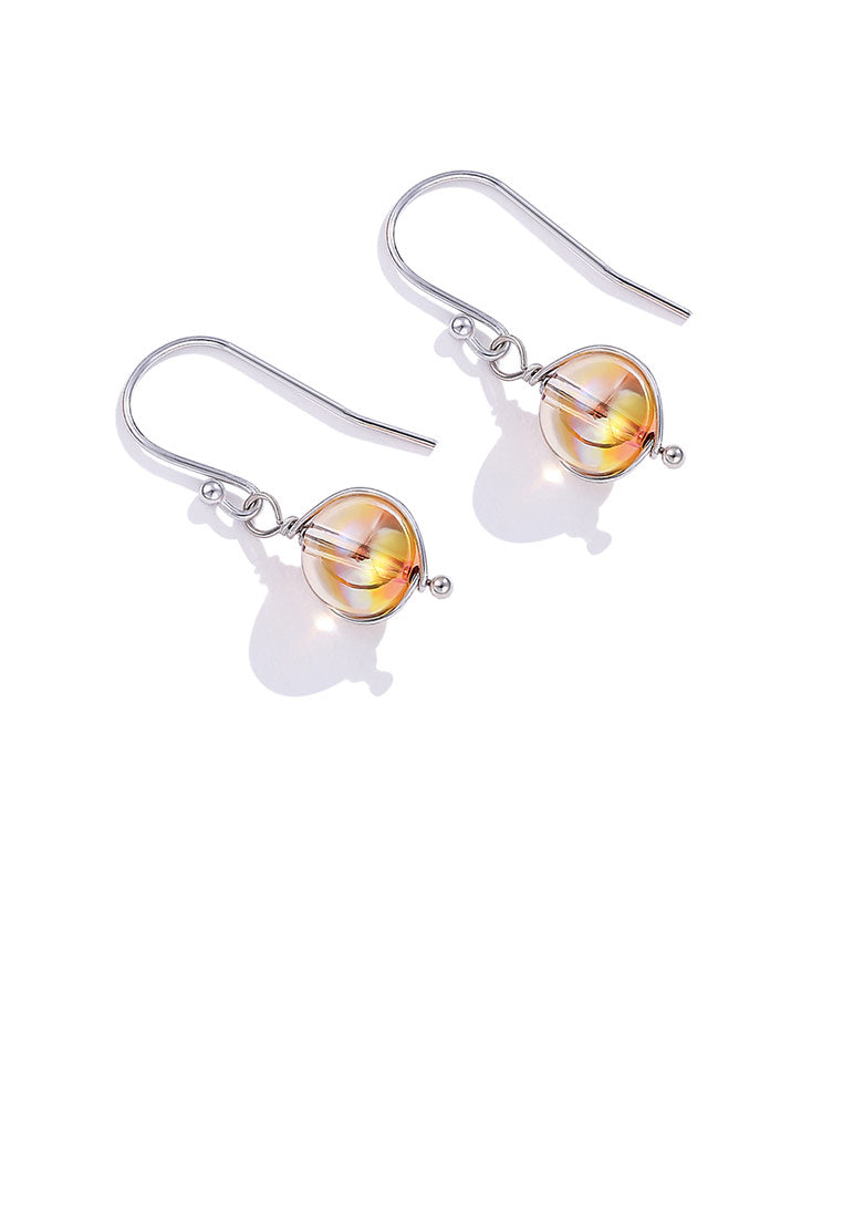 925 Sterling Silver Fashion Elegant Geometric Round Earrings with Austrian Element Crystal