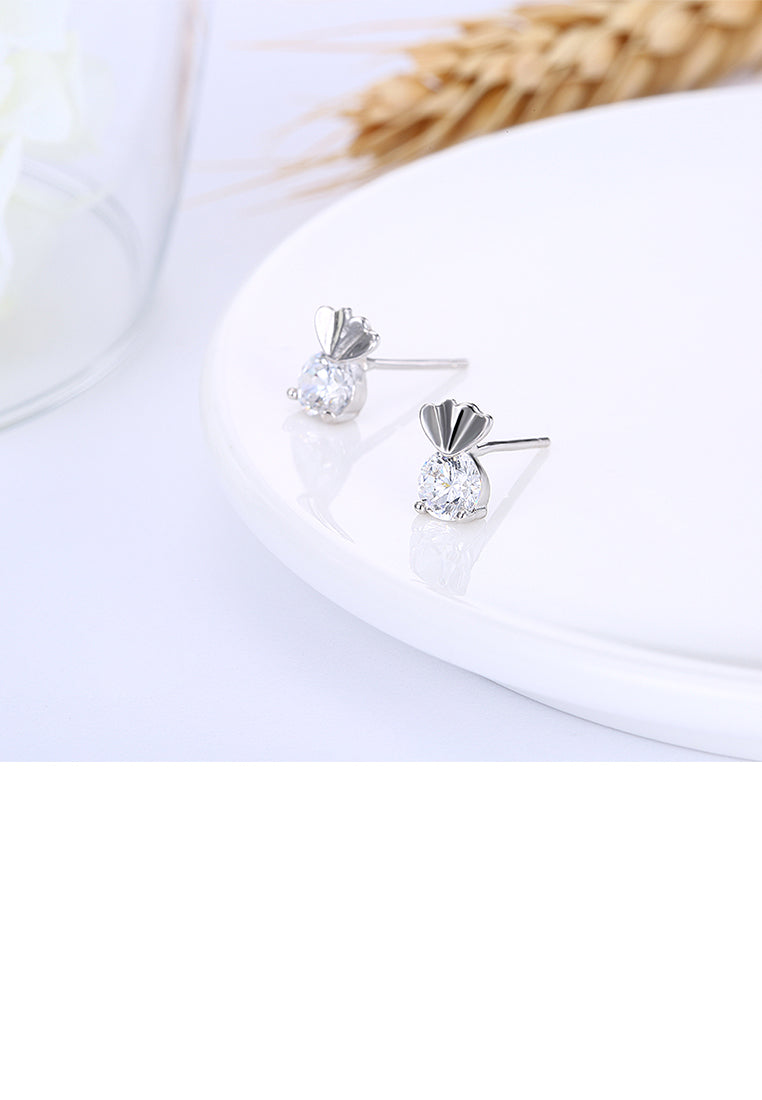 925 Sterling Silver Simple Mini Delicate Elegant Heart Shape Cubic Zircon Ear Studs and Earrings