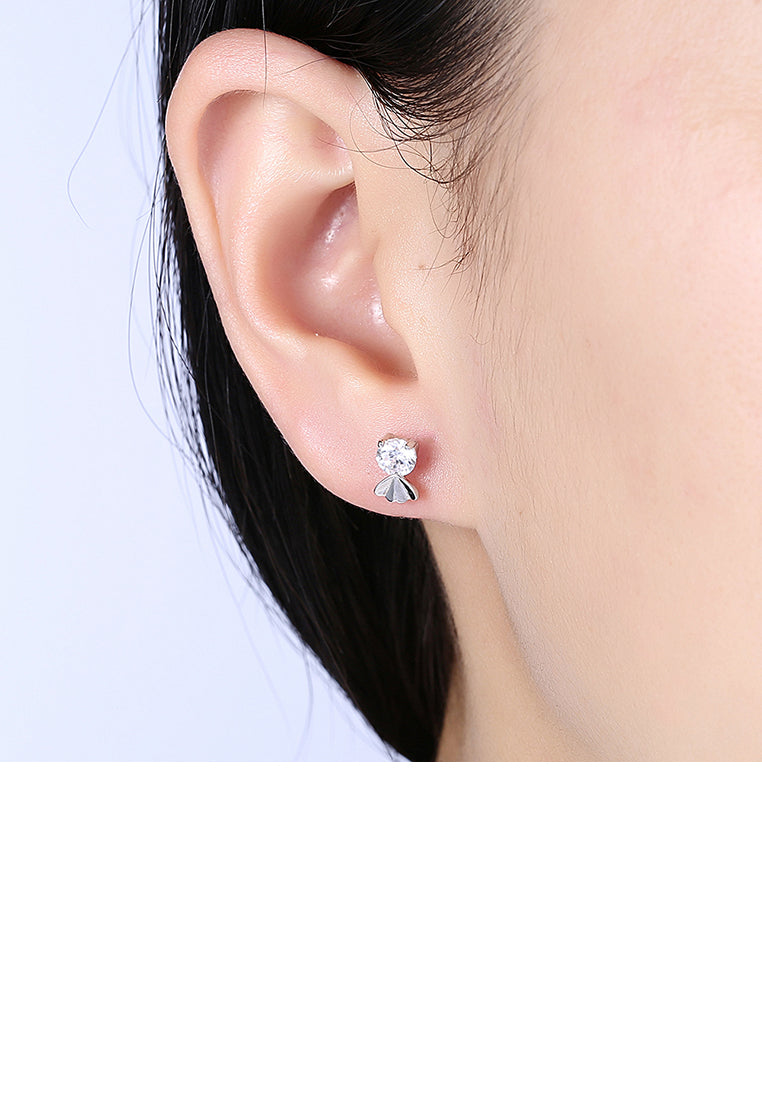 925 Sterling Silver Simple Mini Delicate Elegant Heart Shape Cubic Zircon Ear Studs and Earrings