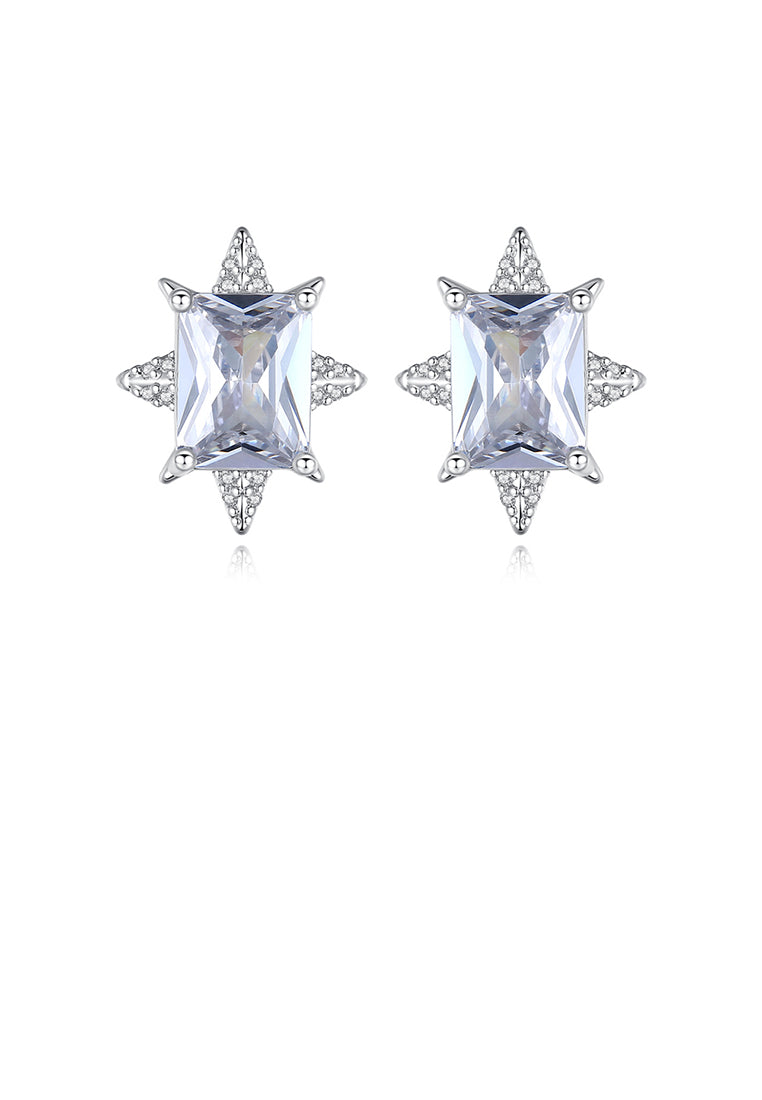 Fashion and Elegant Snowflake Stud Earrings with Cubic Zirconia - Luxurious Look
