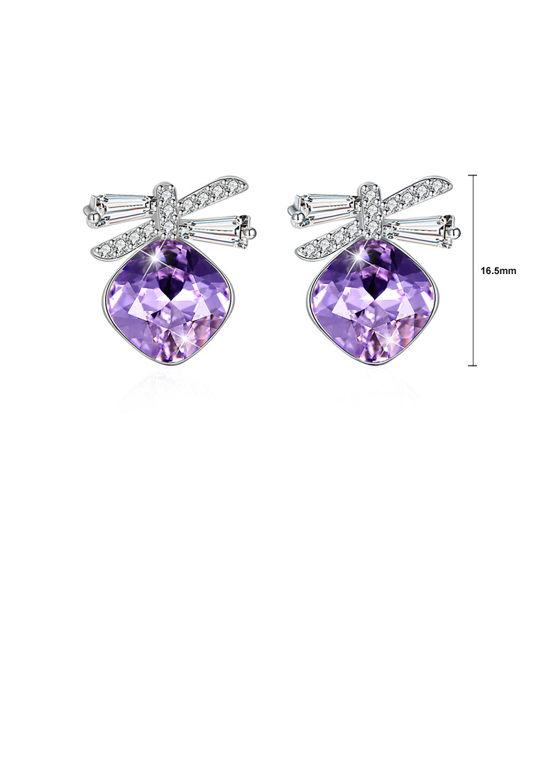 925 Sterling Silve Sparkling Elegant Noble Romantic Sweet Fantasy Light Purple Butterfly Earrings with Austrian Element Crystal