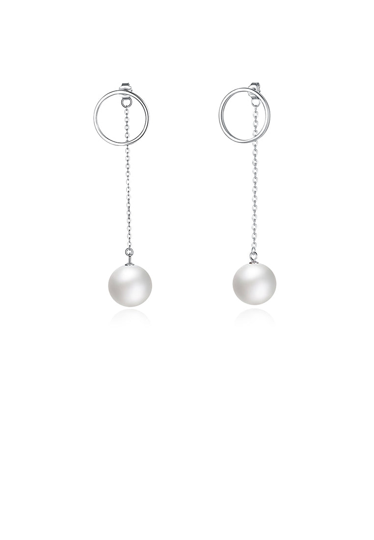Elegant 925 Sterling Silver Fashion Pearl Earrings - Luxurious Look