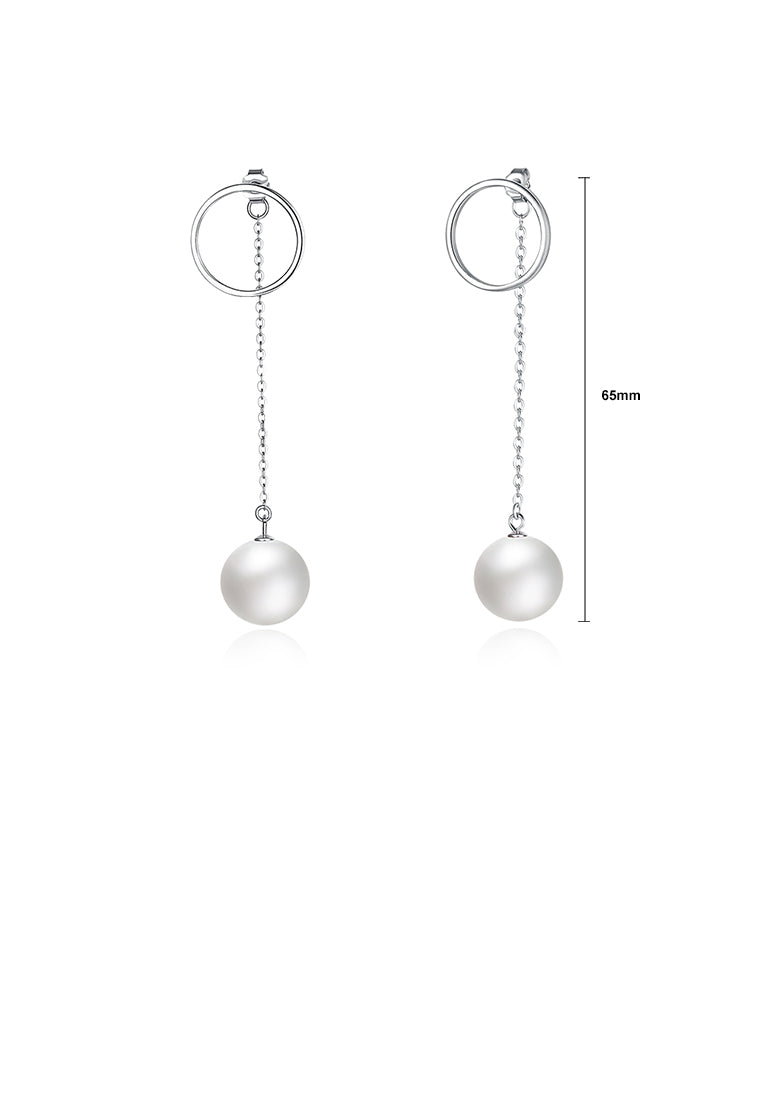 Elegant 925 Sterling Silver Fashion Pearl Earrings - Luxurious Look