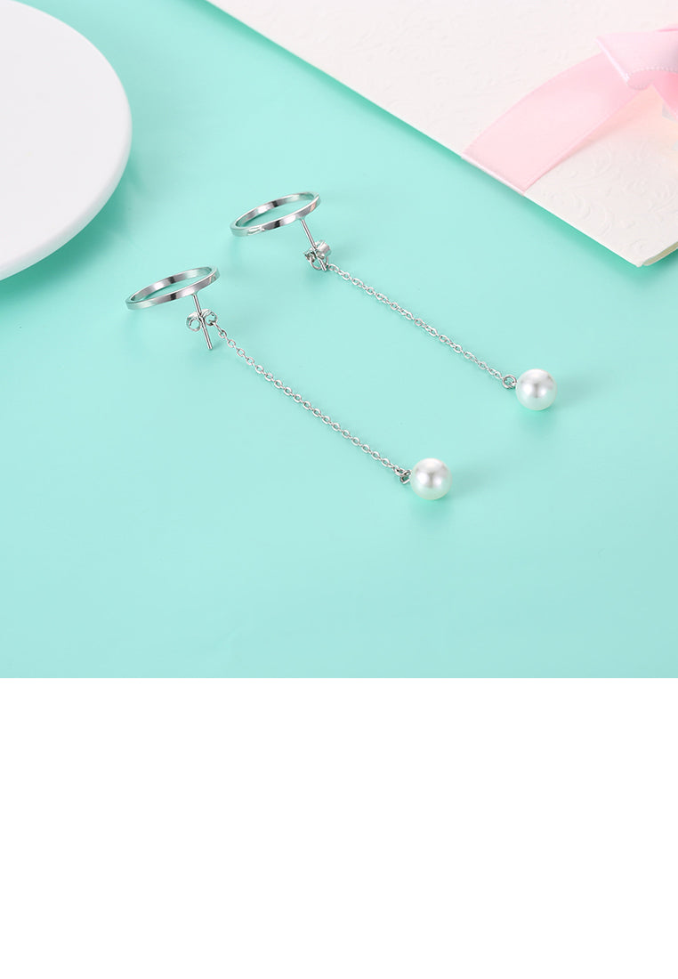 Elegant 925 Sterling Silver Fashion Pearl Earrings - Luxurious Look