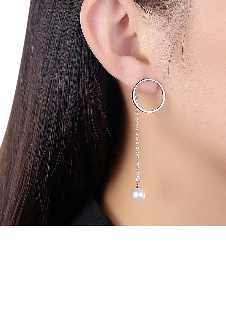 Elegant 925 Sterling Silver Fashion Pearl Earrings - Luxurious Look