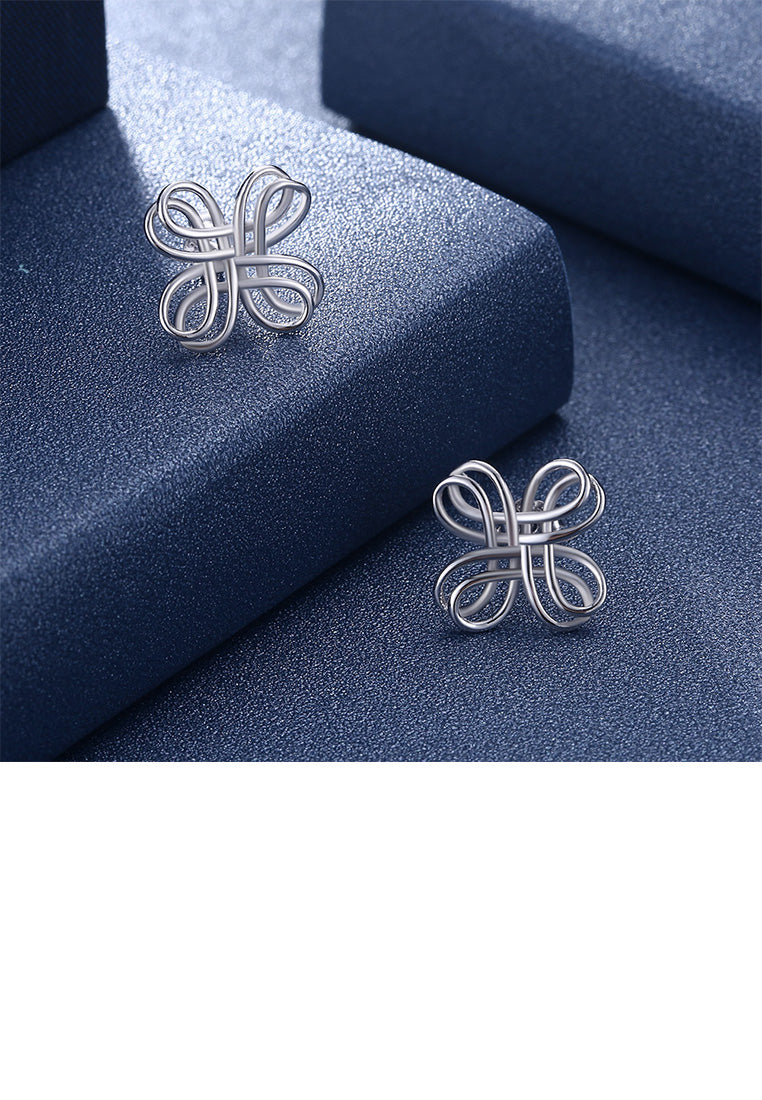 925 Sterling Silver Fashion Simple Twisted Geometric Stud Earrings