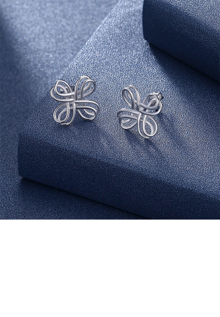 925 Sterling Silver Fashion Simple Twisted Geometric Stud Earrings