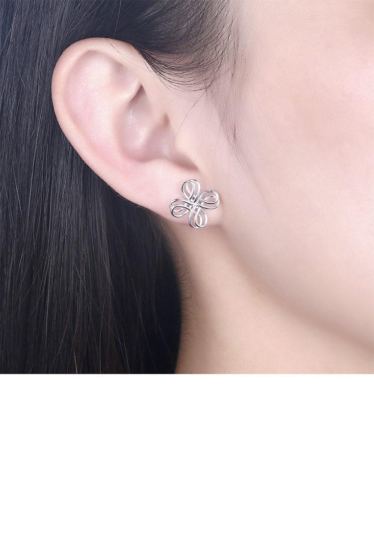 925 Sterling Silver Fashion Simple Twisted Geometric Stud Earrings