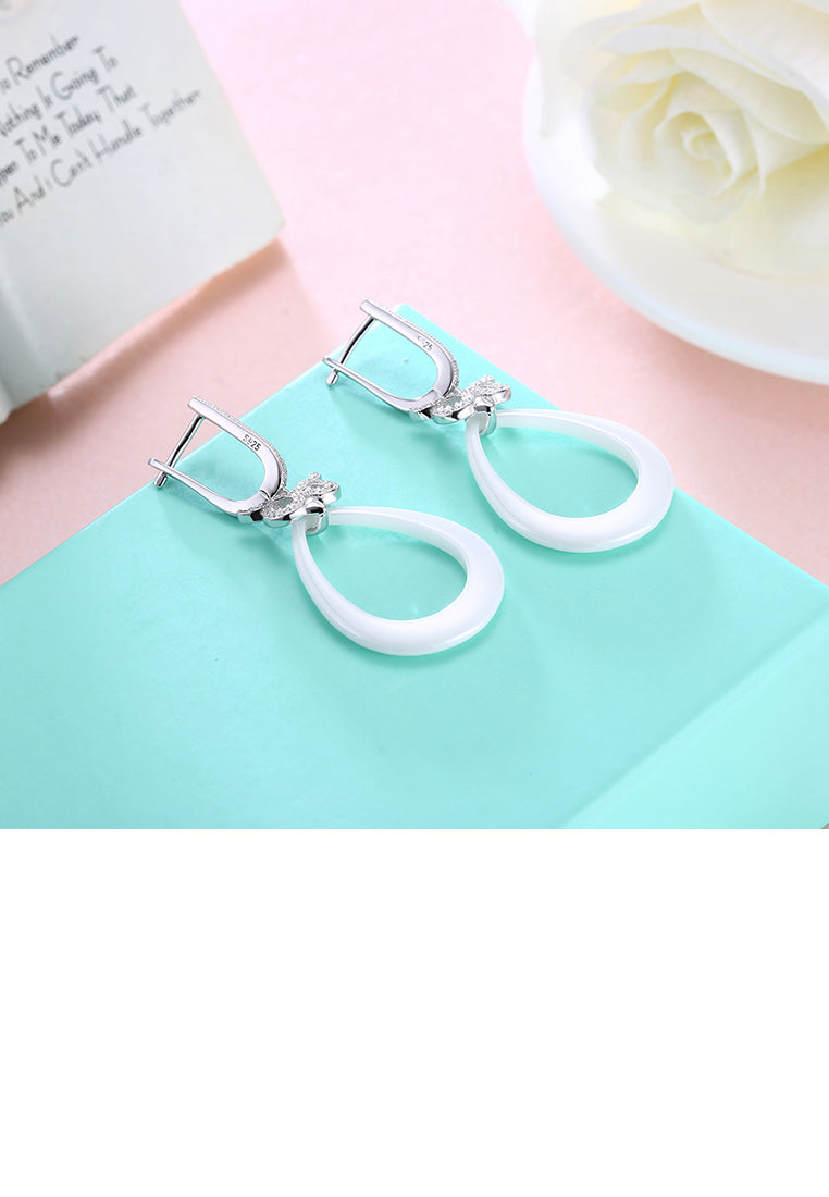 925 Sterling Silver Owl Drop Earrings with Austrian Element Crystal