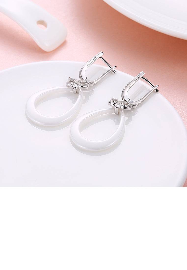 925 Sterling Silver Owl Drop Earrings with Austrian Element Crystal