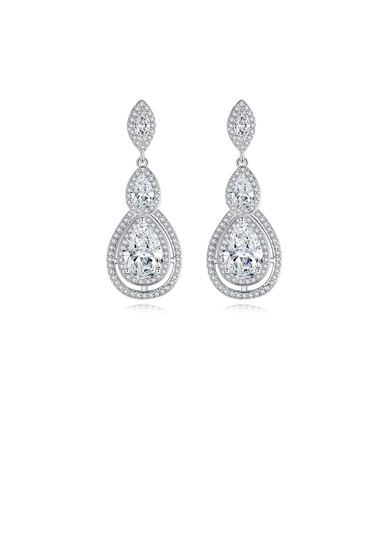 Fashion Bright Water Drop Earrings with Cubic Zirconia - Luxurious Look