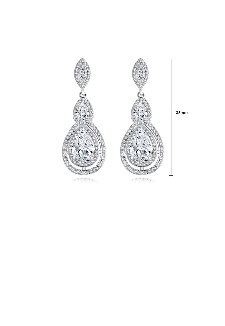 Fashion Bright Water Drop Earrings with Cubic Zirconia - Luxurious Look