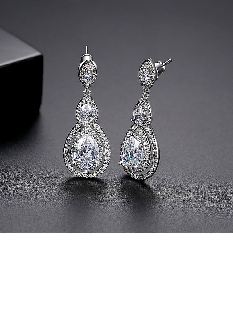 Fashion Bright Water Drop Earrings with Cubic Zirconia - Luxurious Look