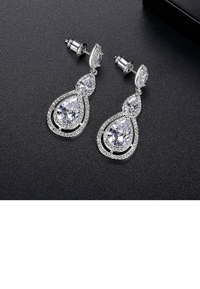 Fashion Bright Water Drop Earrings with Cubic Zirconia - Luxurious Look