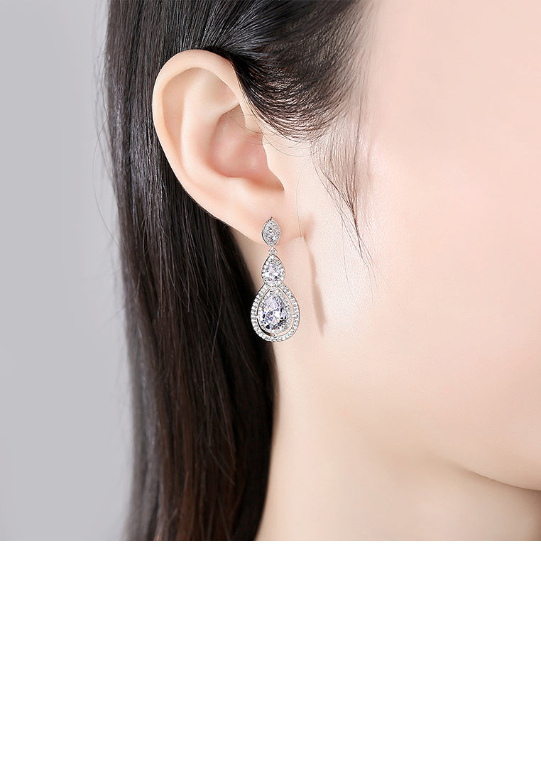 Fashion Bright Water Drop Earrings with Cubic Zirconia - Luxurious Look