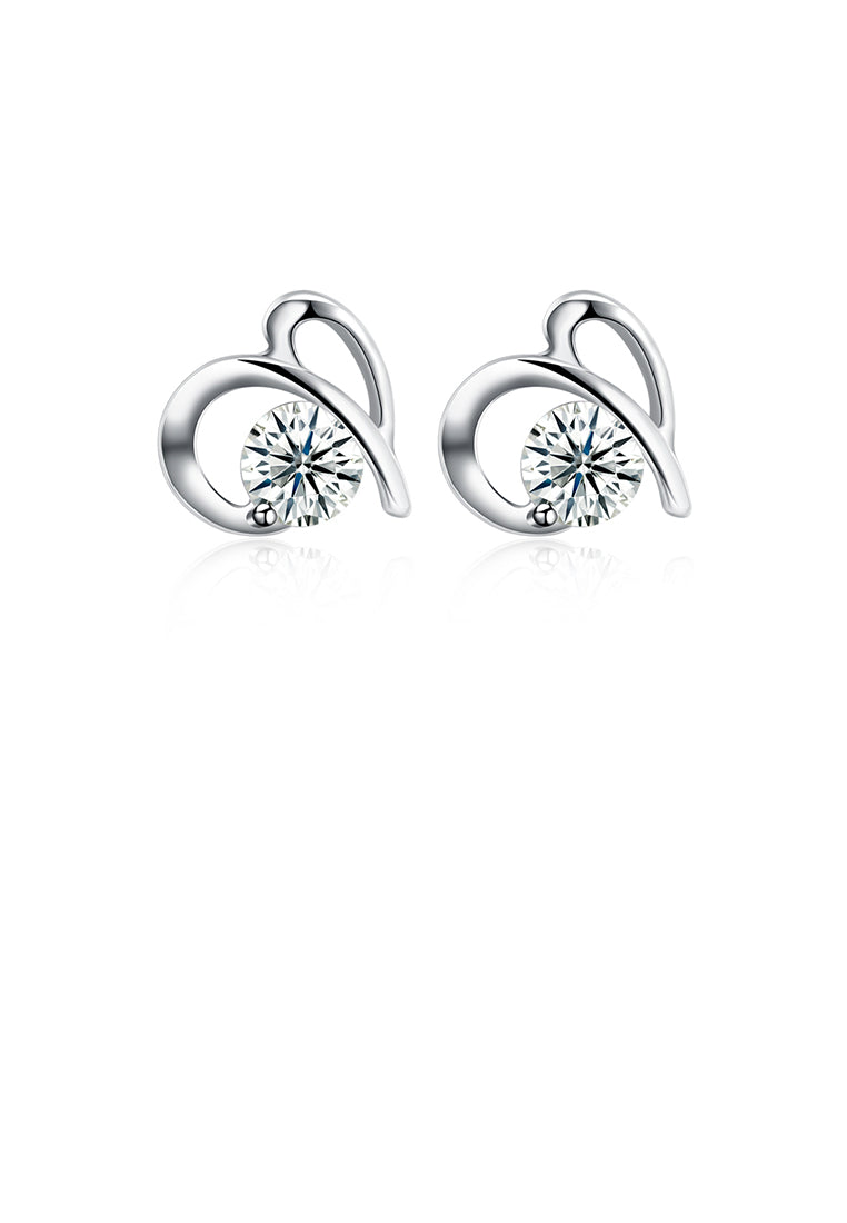 925 Sterling Silver Simple Mini Elegant Hollow Out Ear Studs and Earrings with Cubic Zircon