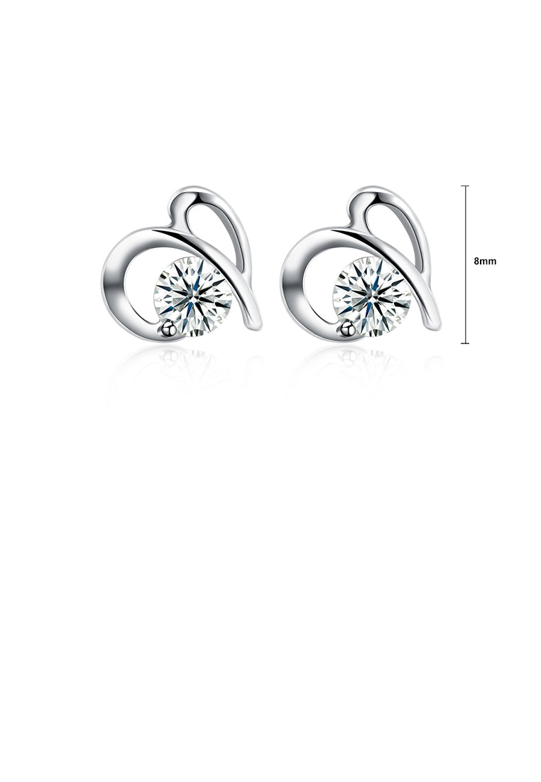 925 Sterling Silver Simple Mini Elegant Hollow Out Ear Studs and Earrings with Cubic Zircon