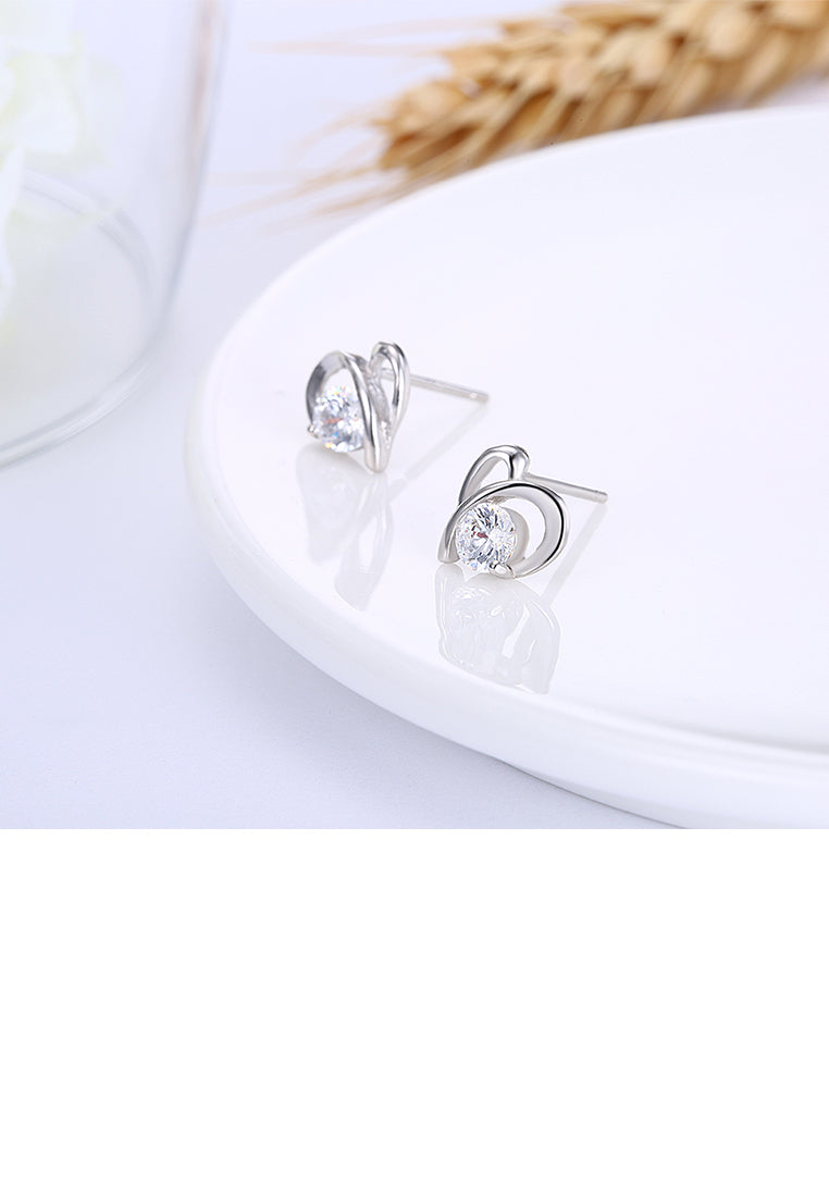 925 Sterling Silver Simple Mini Elegant Hollow Out Ear Studs and Earrings with Cubic Zircon