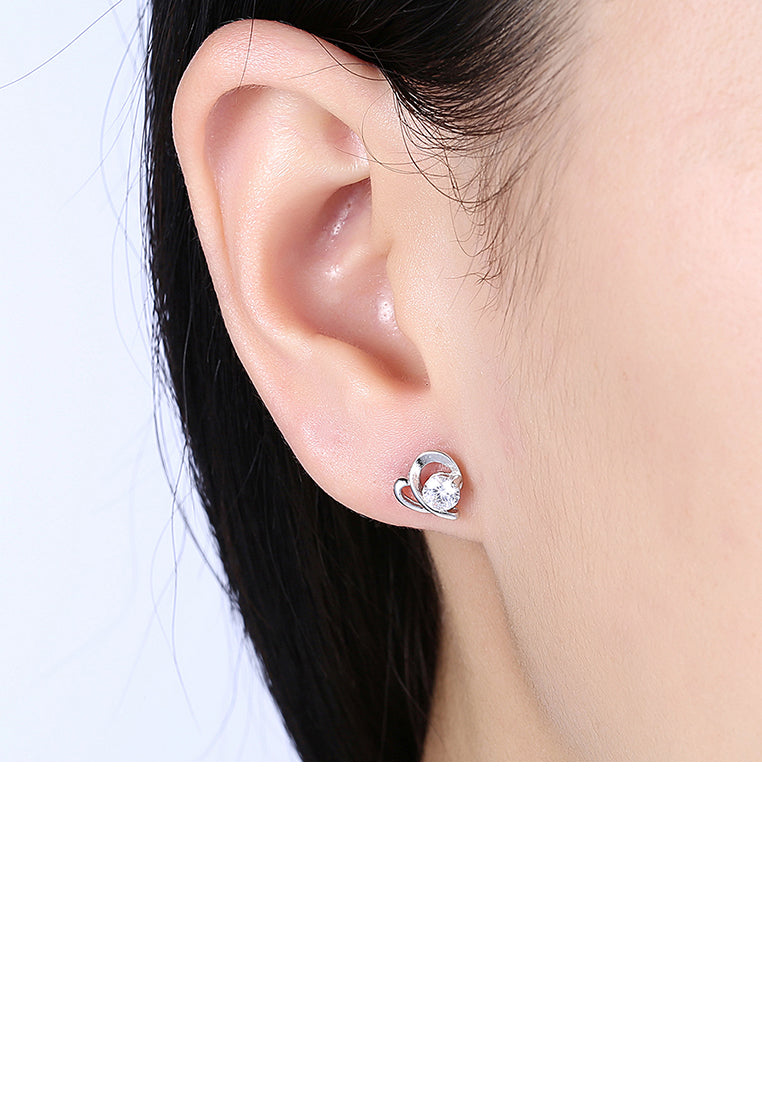 925 Sterling Silver Simple Mini Elegant Hollow Out Ear Studs and Earrings with Cubic Zircon