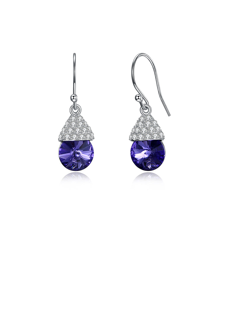 925 Sterling Silver Bright Cute Mushroom Earrings with Austrian Element Crystal