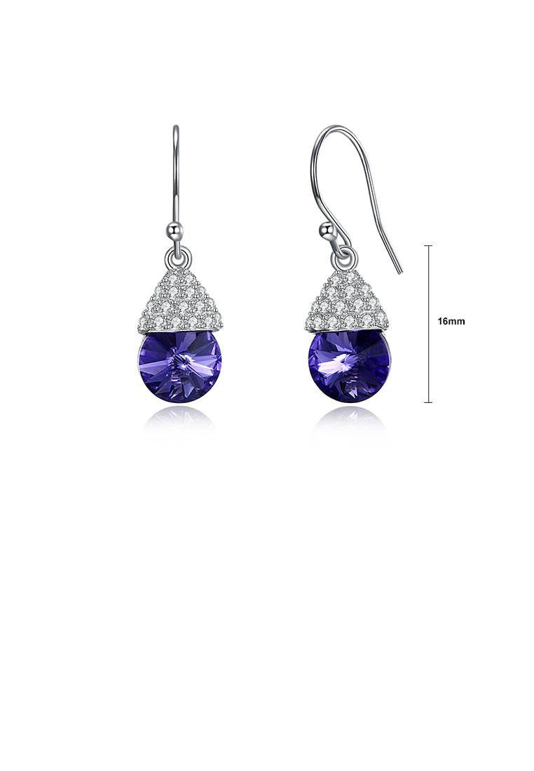 925 Sterling Silver Bright Cute Mushroom Earrings with Austrian Element Crystal