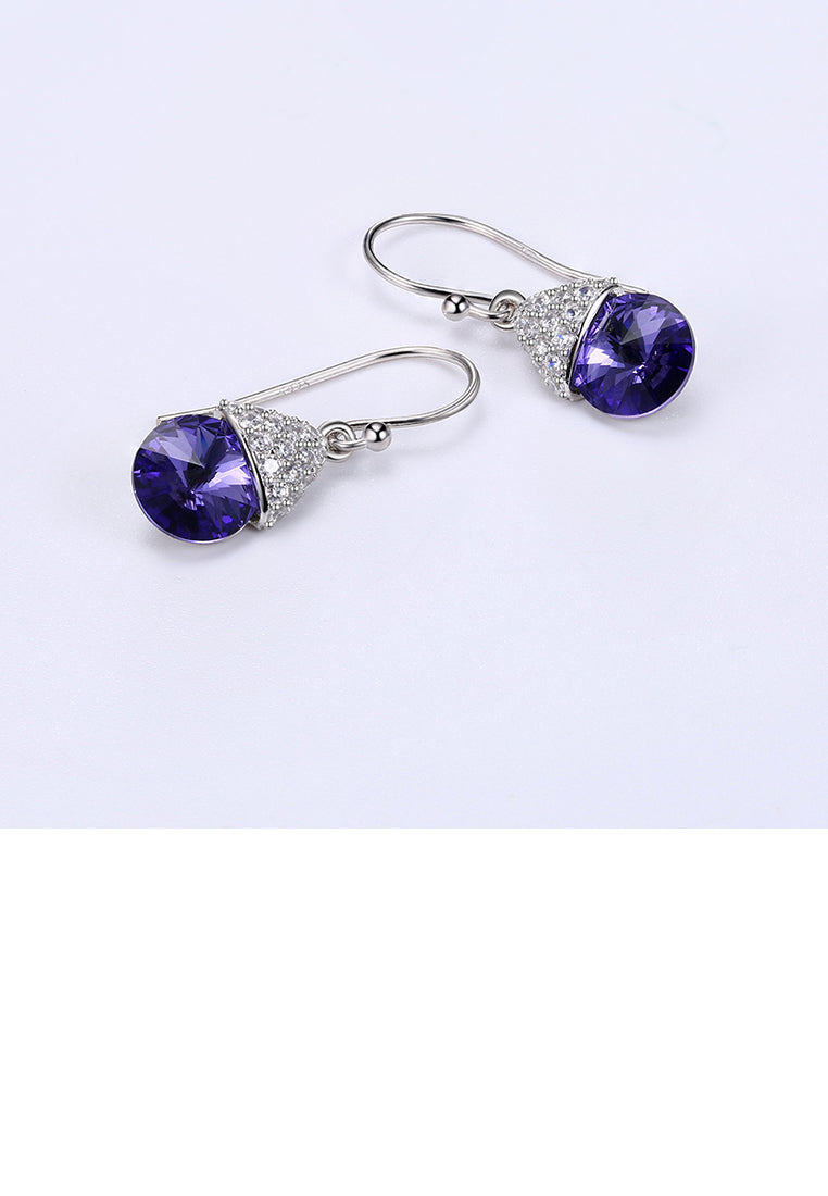 925 Sterling Silver Bright Cute Mushroom Earrings with Austrian Element Crystal