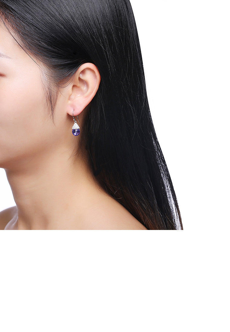 925 Sterling Silver Bright Cute Mushroom Earrings with Austrian Element Crystal