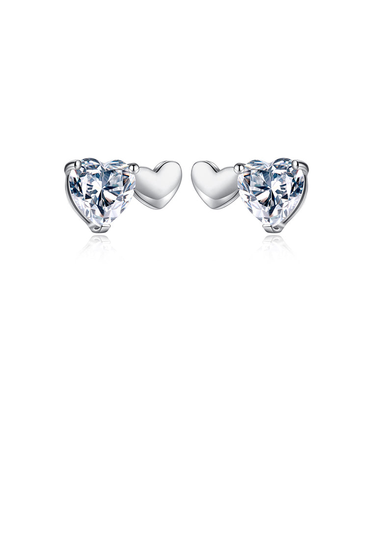 Simple and Sweet Heart-shaped Cubic Zirconia Stud Earrings - Luxurious Look