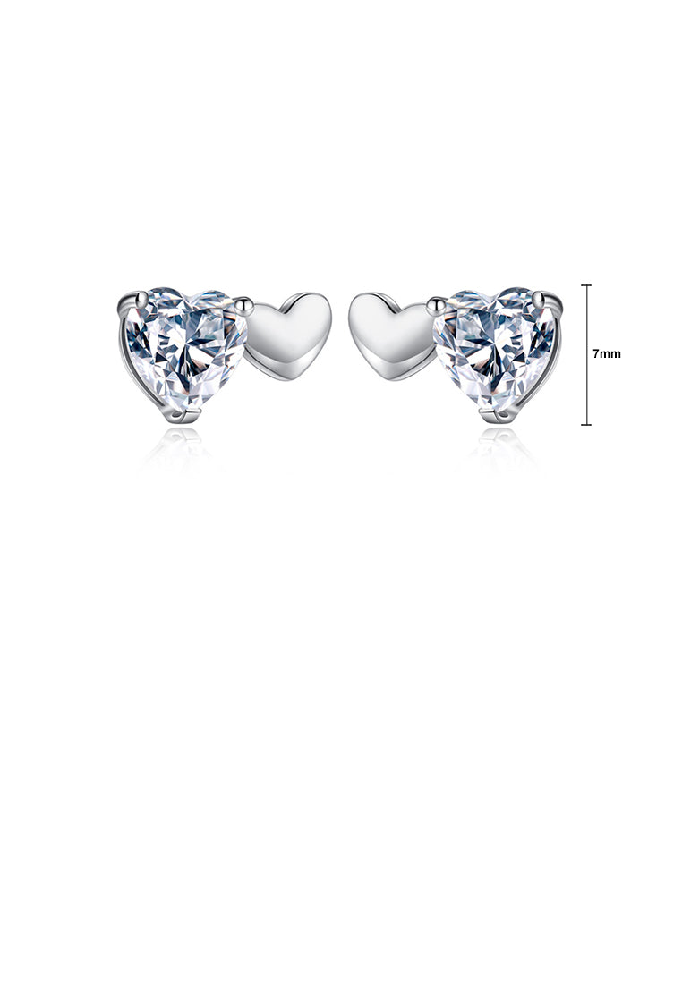 Simple and Sweet Heart-shaped Cubic Zirconia Stud Earrings - Luxurious Look