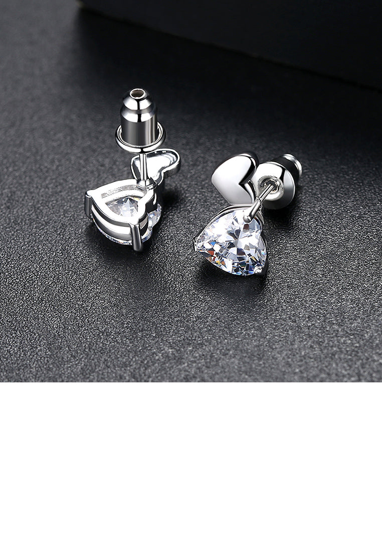 Simple and Sweet Heart-shaped Cubic Zirconia Stud Earrings - Luxurious Look