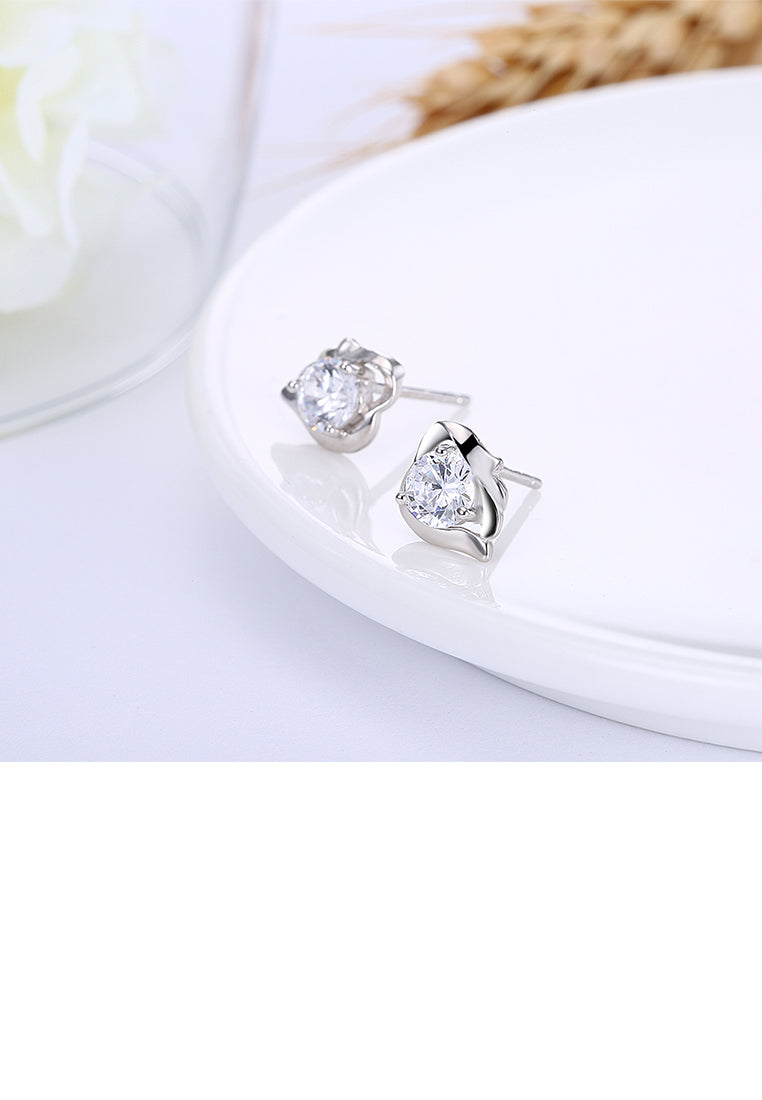 925 Sterling Silver Simple Elegant Exquisite Mini Flower Earrings and Ear Studs with Cubic Zircon
