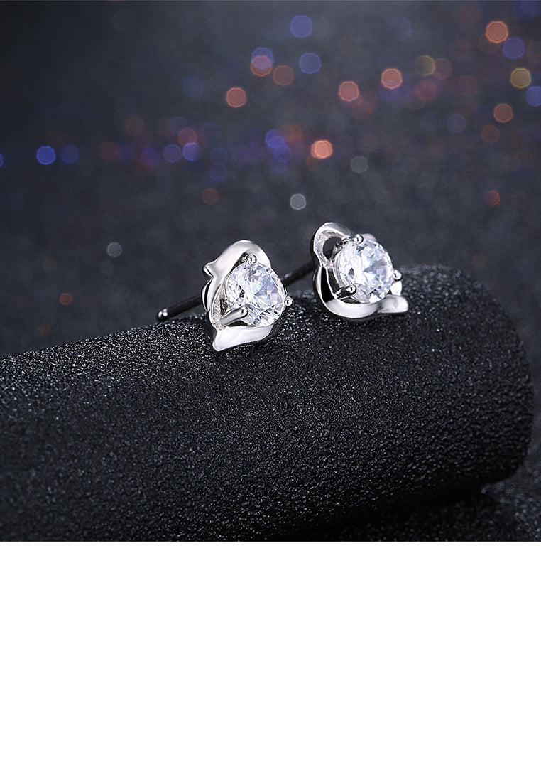 925 Sterling Silver Simple Elegant Exquisite Mini Flower Earrings and Ear Studs with Cubic Zircon