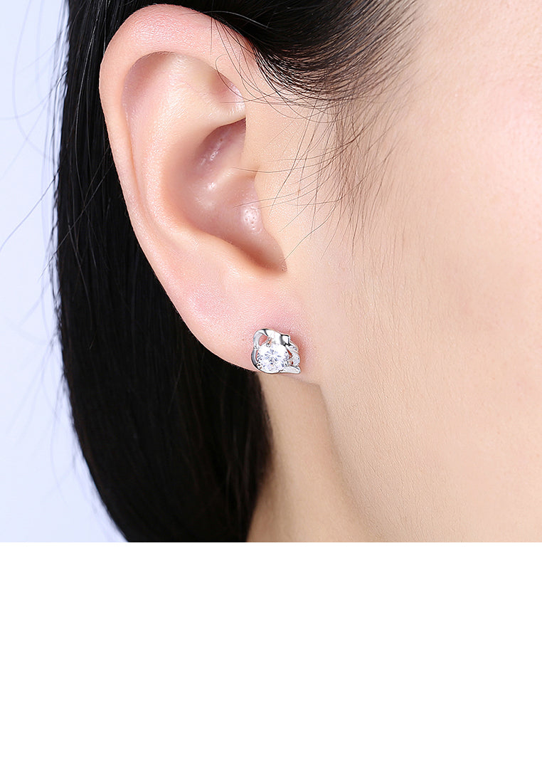 925 Sterling Silver Simple Elegant Exquisite Mini Flower Earrings and Ear Studs with Cubic Zircon