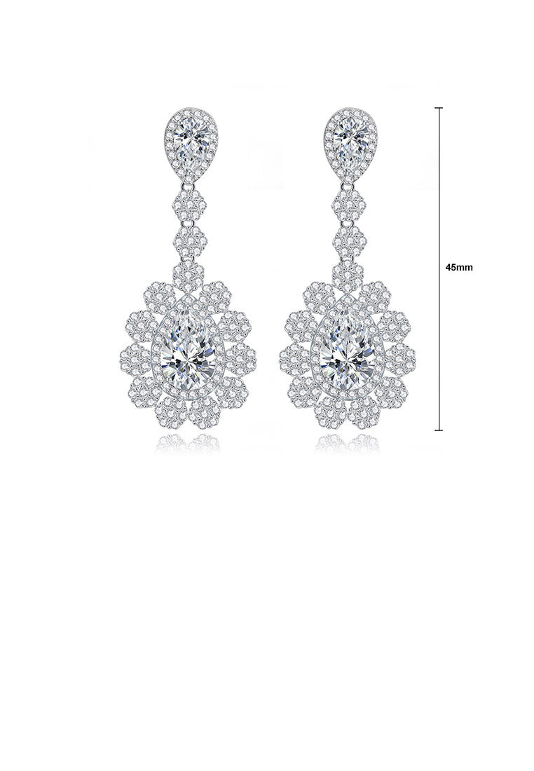 Elegant and Bright Geometric Pattern Earrings with Cubic Zirconia - Luxurious Look